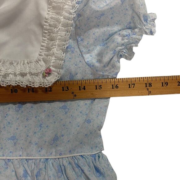 Vintage Golden Age Formal Dress Size 8 Blue & White Ruffled Lace Round Tiered - Picture 12 of 12